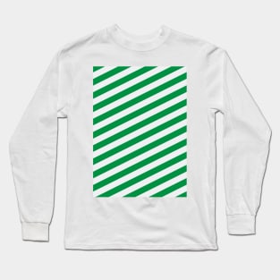 Rapid Vienna Green and White Angled Stripes Long Sleeve T-Shirt